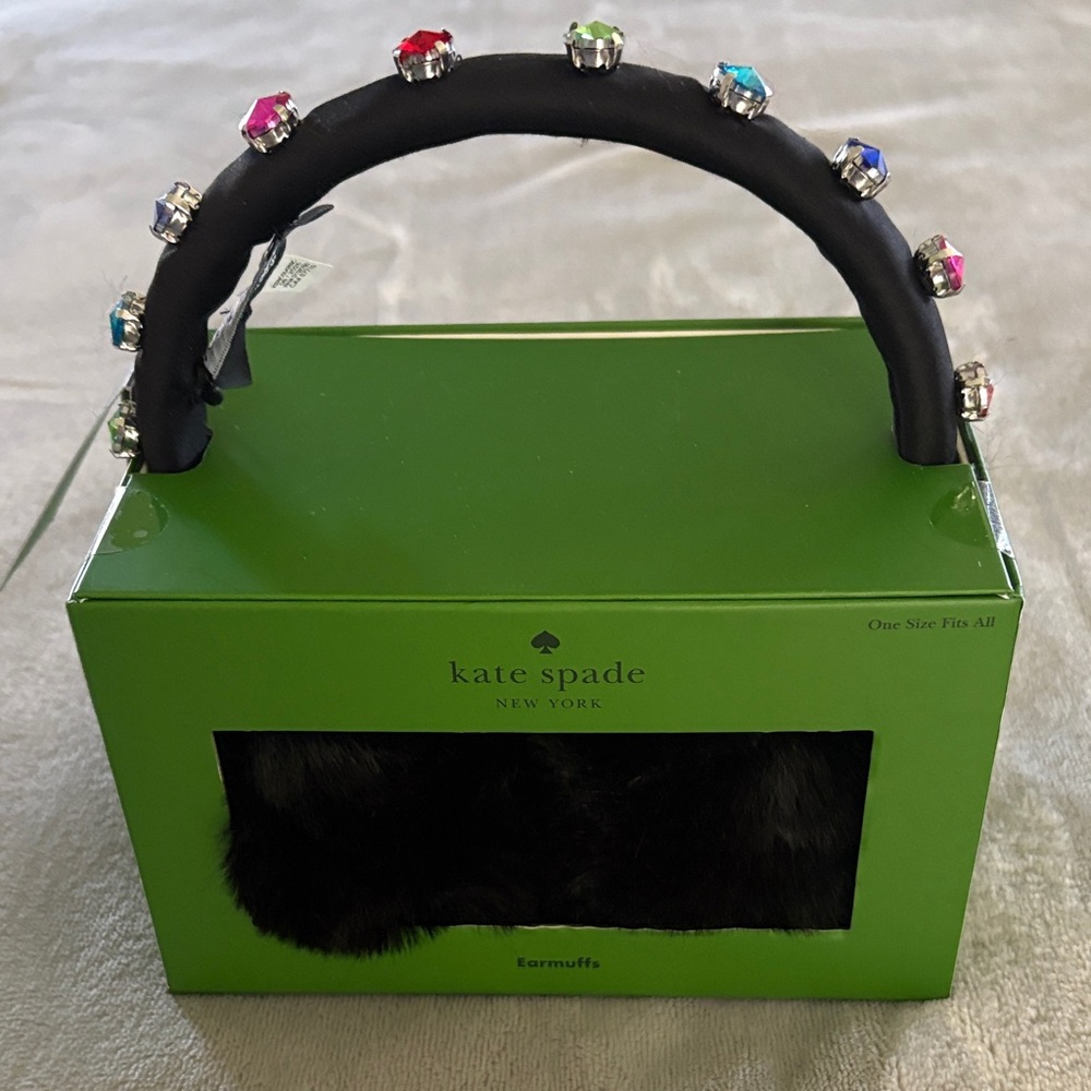 kate spade Black Padded Headband with Multicolor Crystal Accents